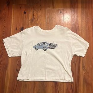 Brandy Melville Blue Car Cropped Tee